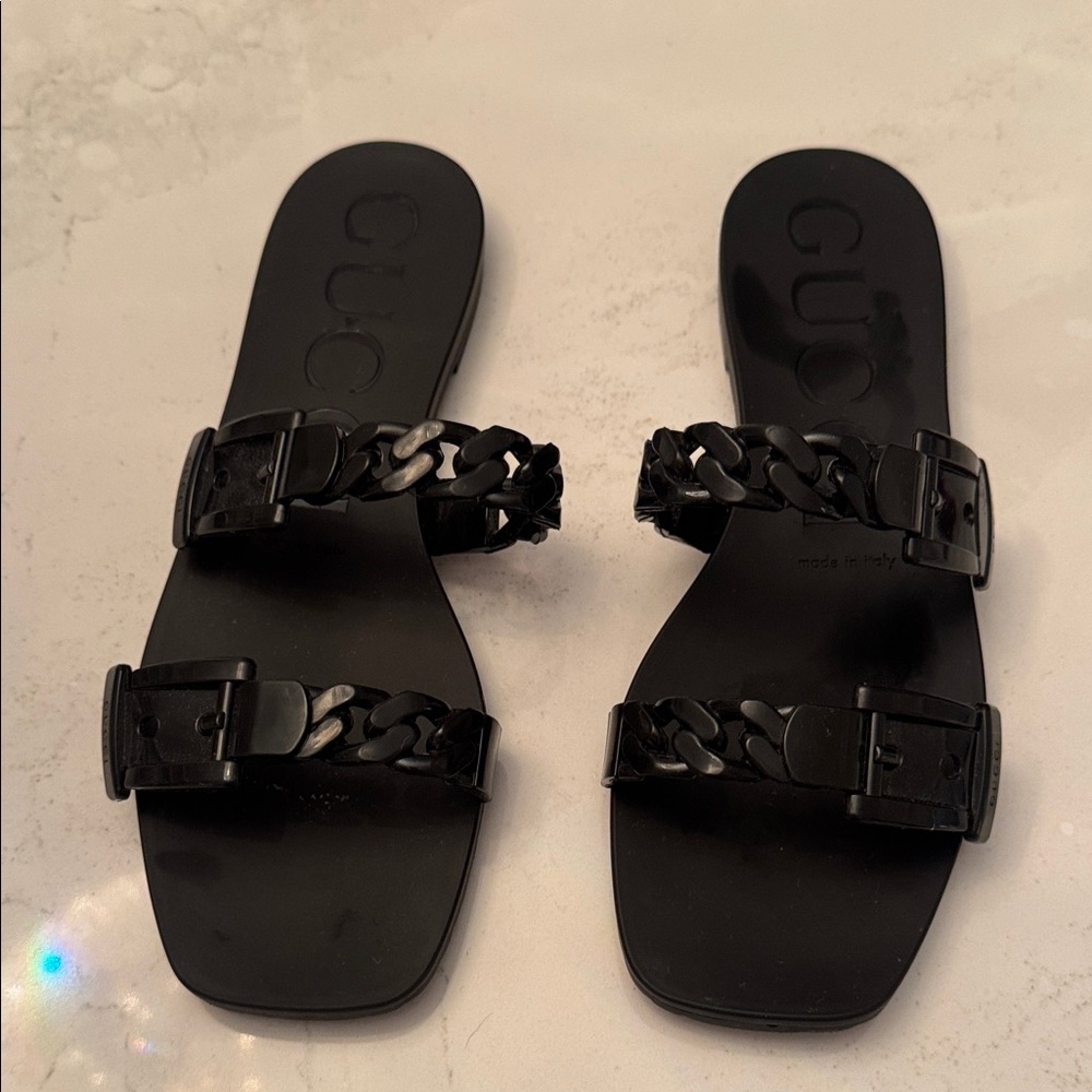 Gucci Black Chain Sandals